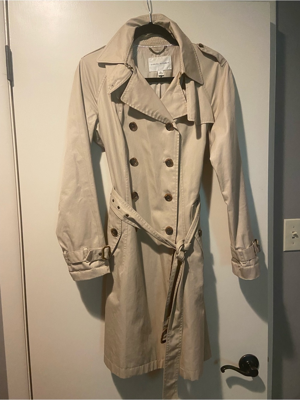 Banana Republic Beige Double-Breasted Trench Coat with Belt